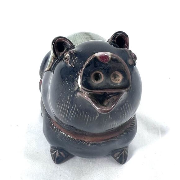 Vintage Ceramic Lidded Pig Candle Figurine Trinket Box - Picture 4 of 9